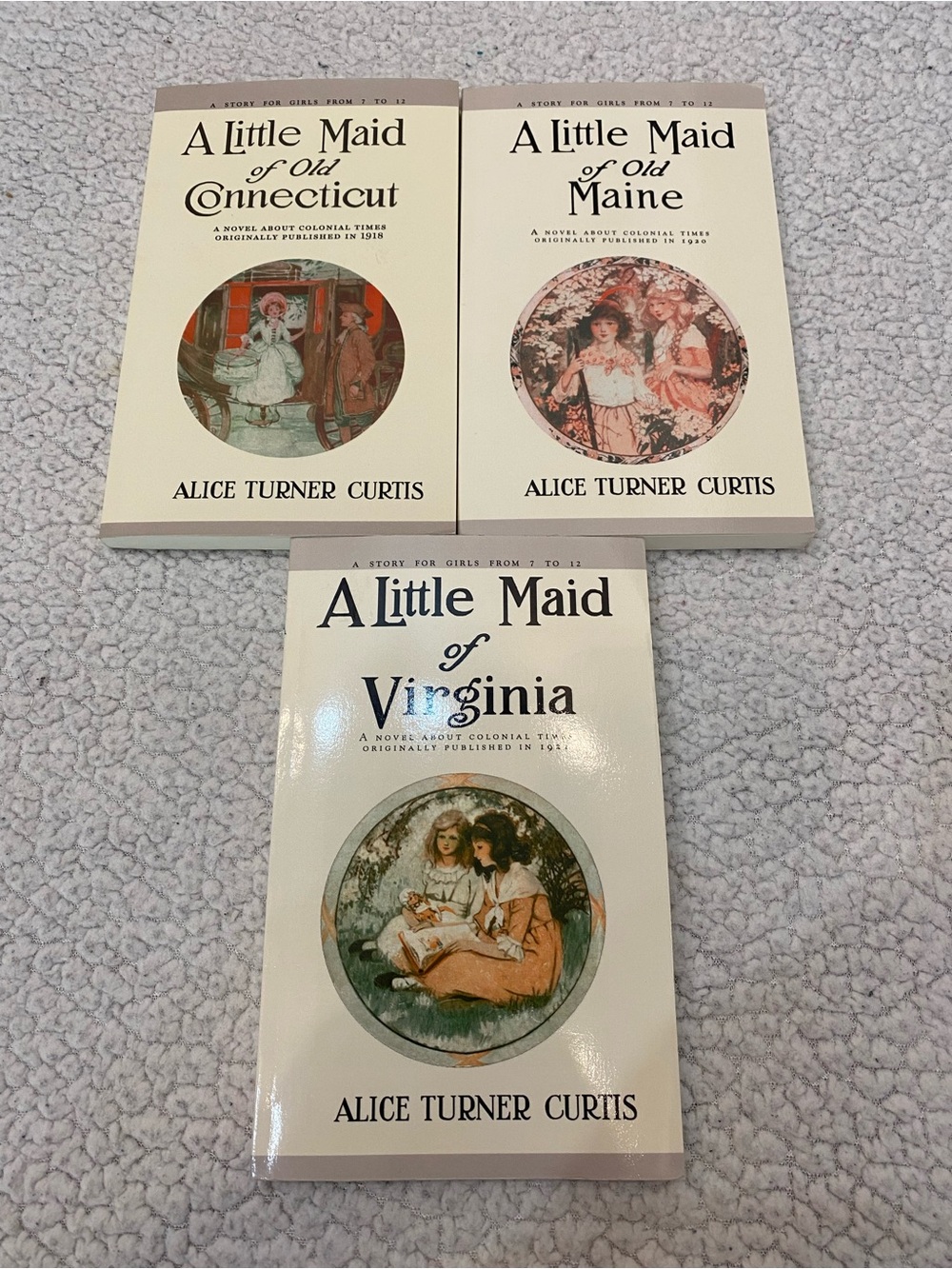 Lot of 3 books - Little Maid series Maid of Old Connecticut, Virginia & Maine.